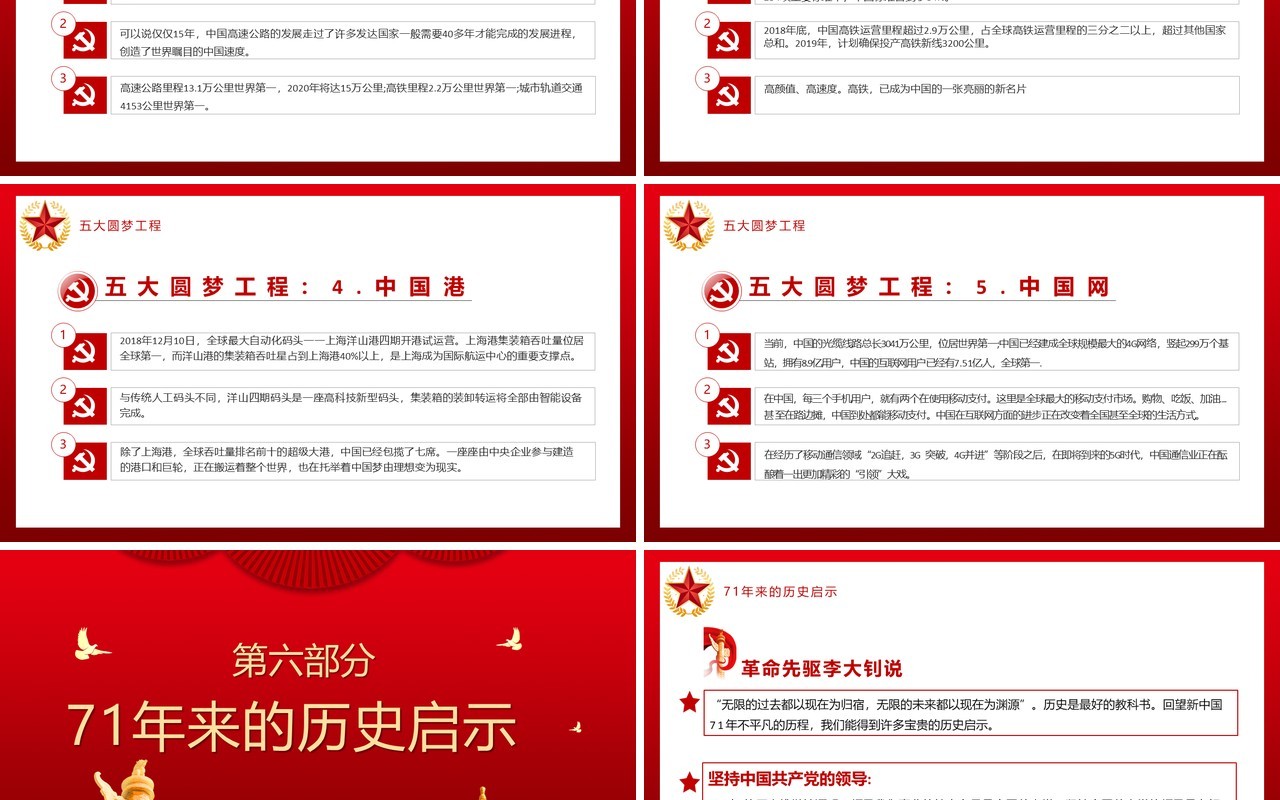 红色党政风盛世华诞国庆壮丽71载新时代周年庆党建党课PPT模板