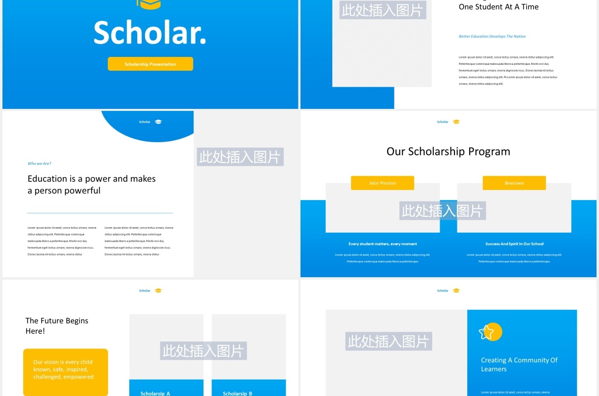 奖学金学生学术报告教育主题PPT模板图片排版设计Scholar - Education Theme Powerpoint Template