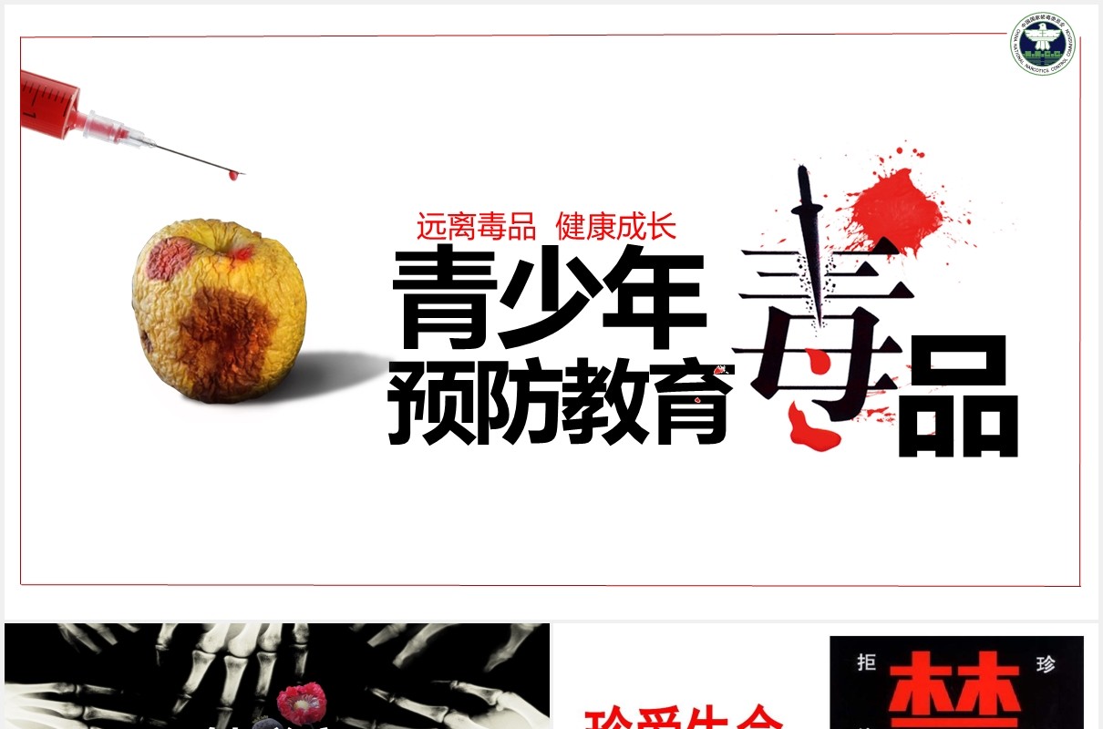 简约青少年预防毒品教育宣传活动PPT模板