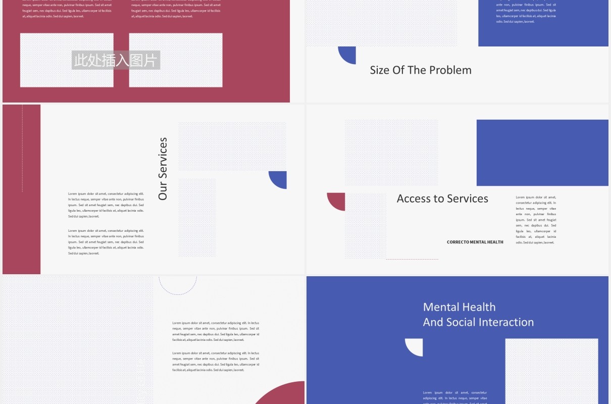 心理健康医疗教育图片排版设计PPT模板CORRECTO - Mental Health Powerpoint Template