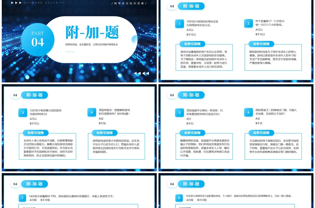 蓝色科技风网络安全知识竞赛PPT模板
