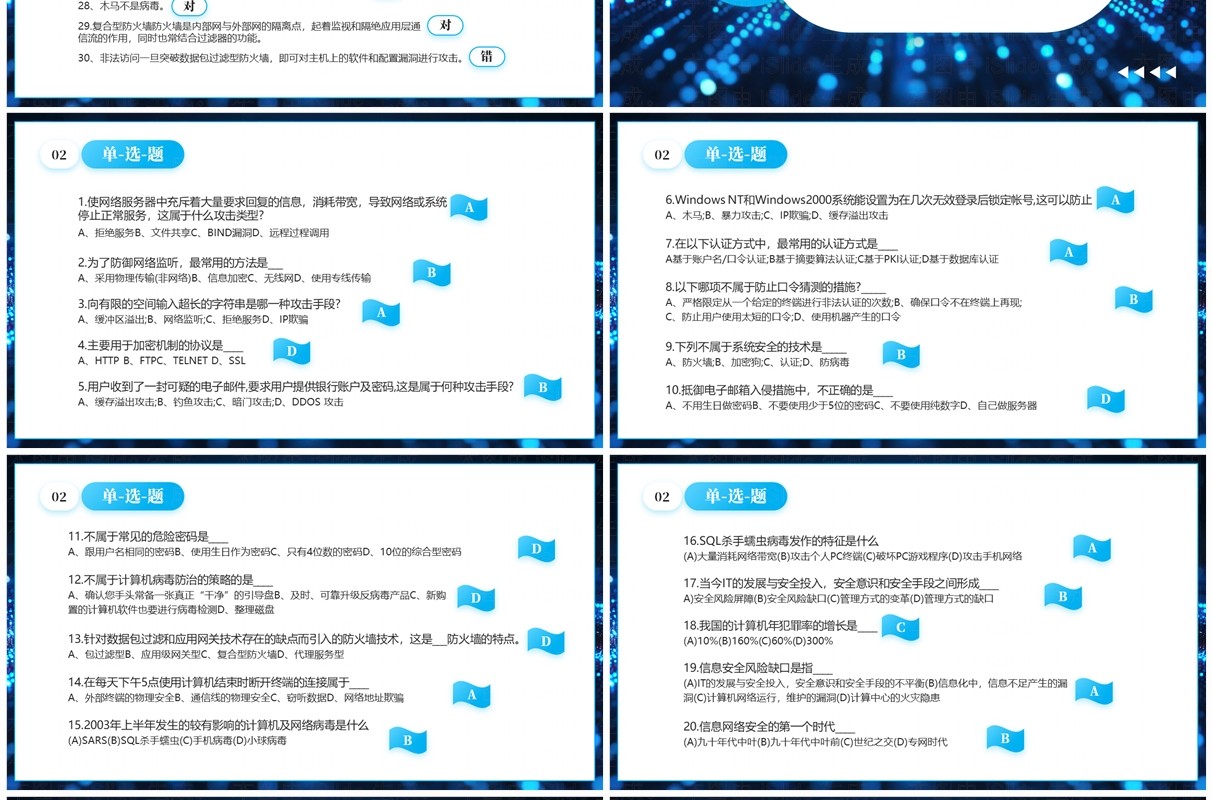 蓝色科技风网络安全知识竞赛PPT模板