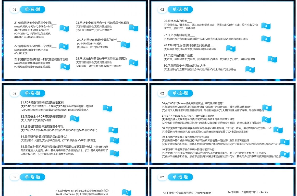 蓝色科技风网络安全知识竞赛PPT模板