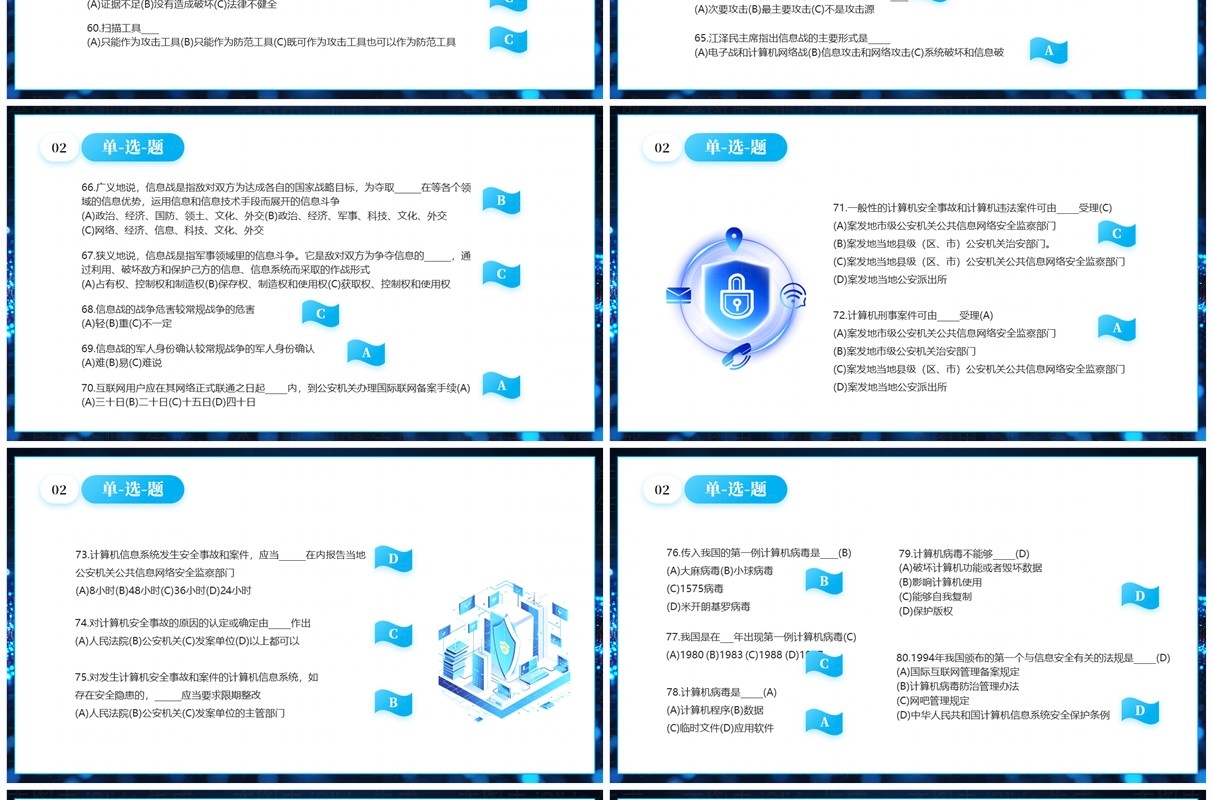 蓝色科技风网络安全知识竞赛PPT模板
