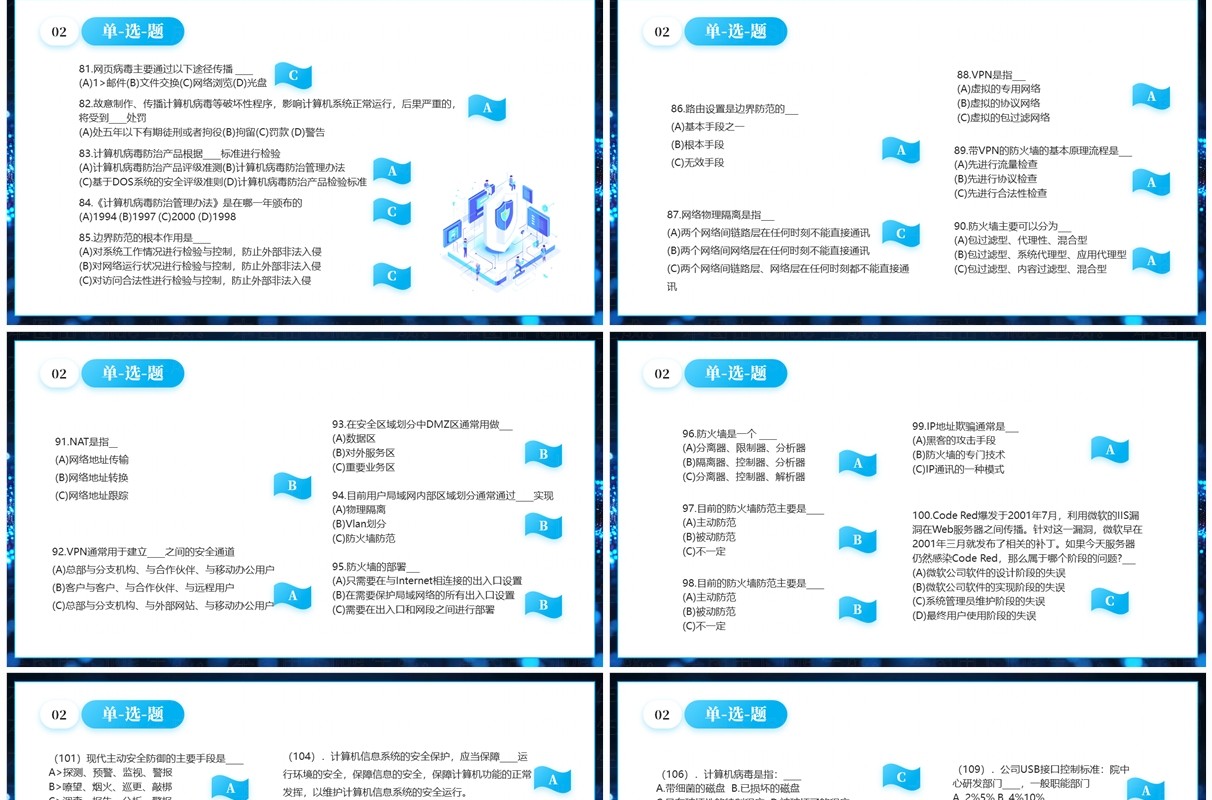 蓝色科技风网络安全知识竞赛PPT模板