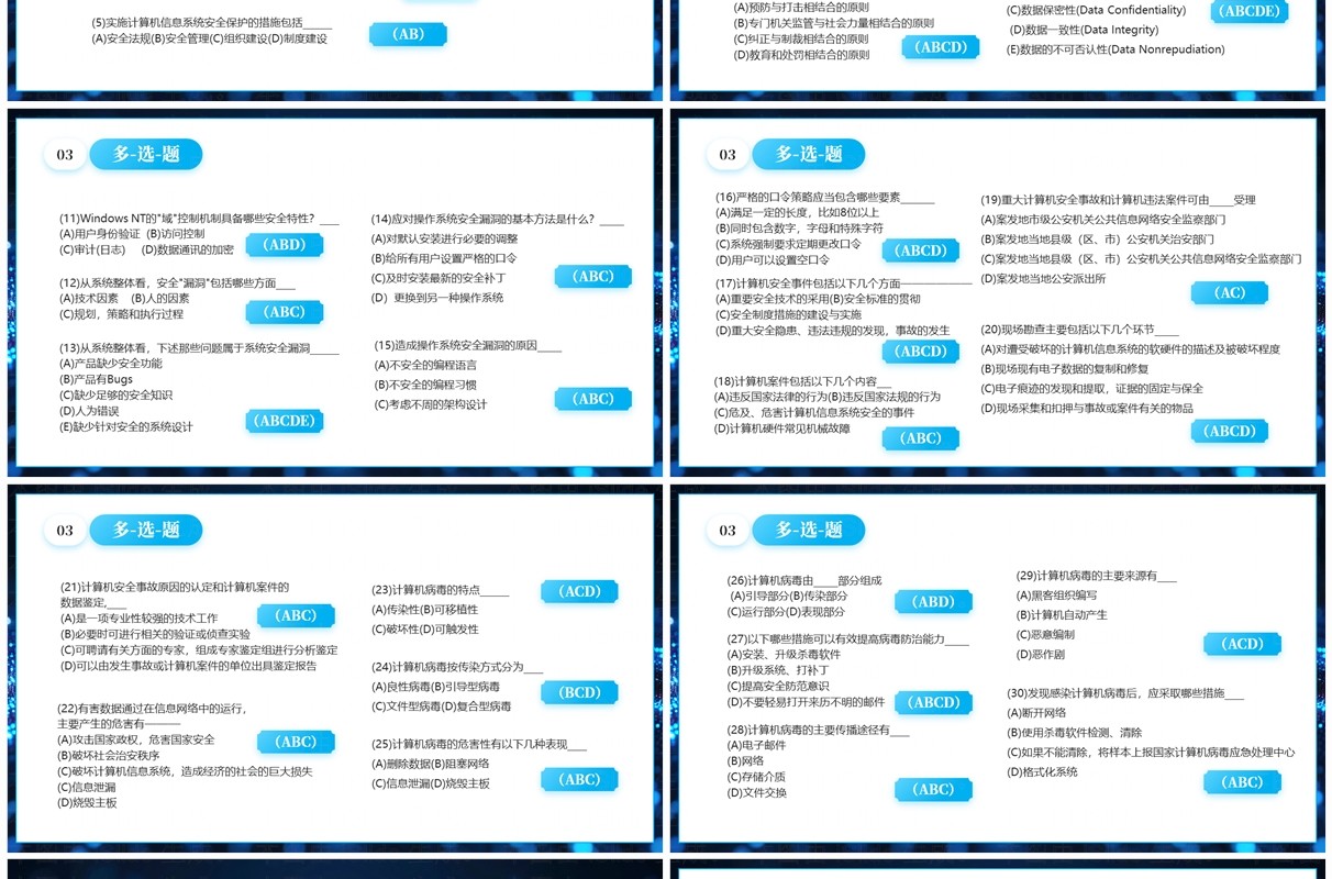 蓝色科技风网络安全知识竞赛PPT模板