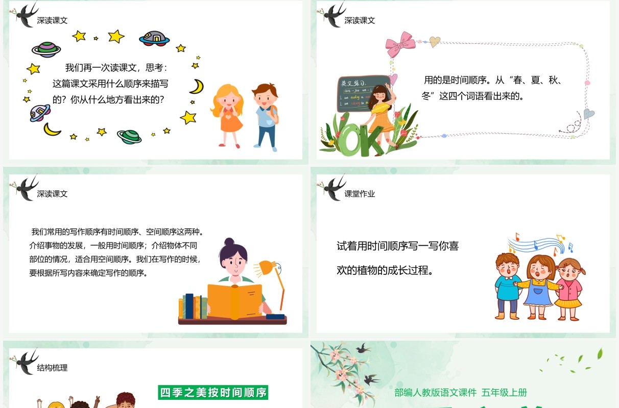 部编版五年级语文上册四季之美课件PPT模板