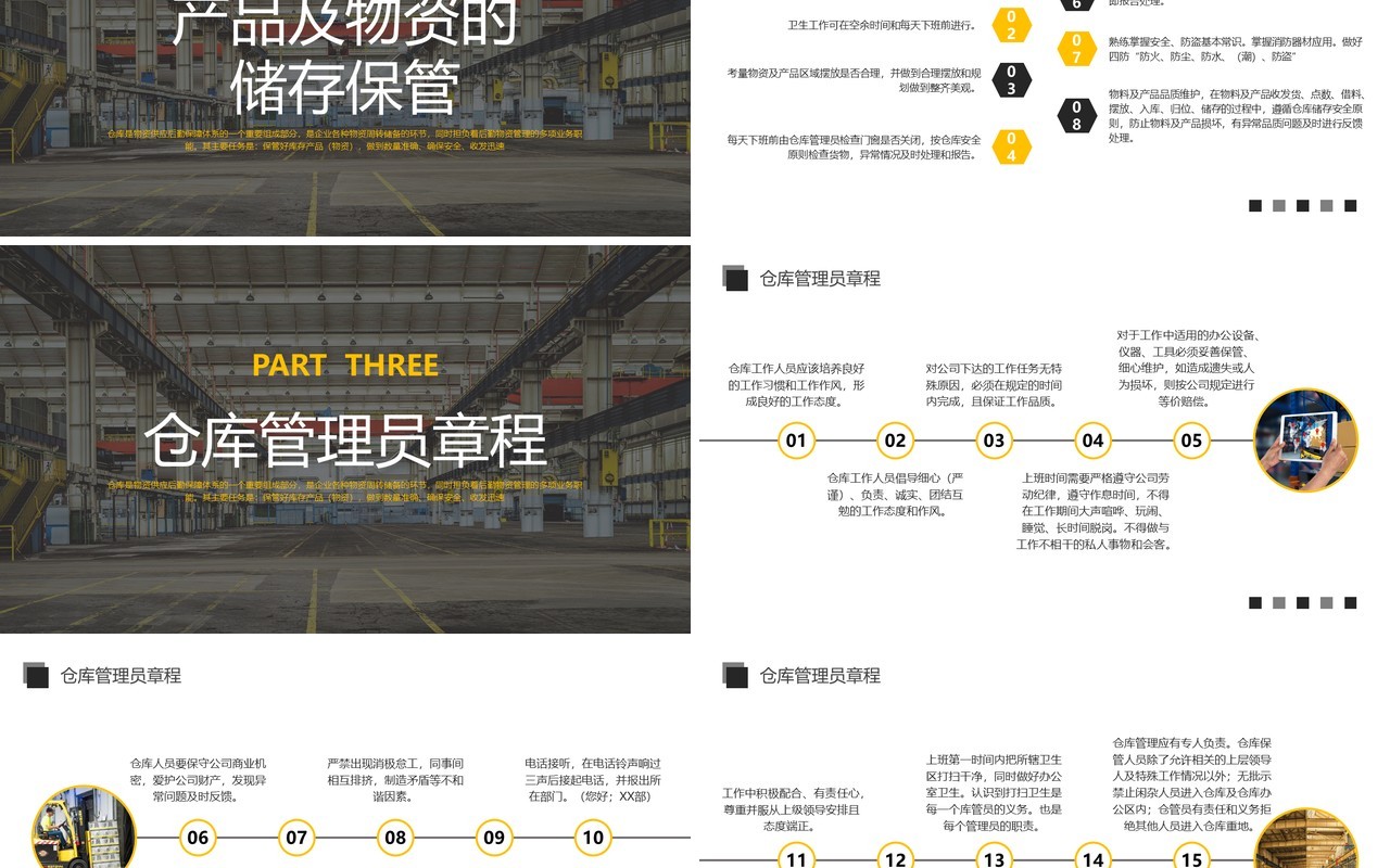 灰黄简约仓库管理制度及库房现代化管理培训PPT模板