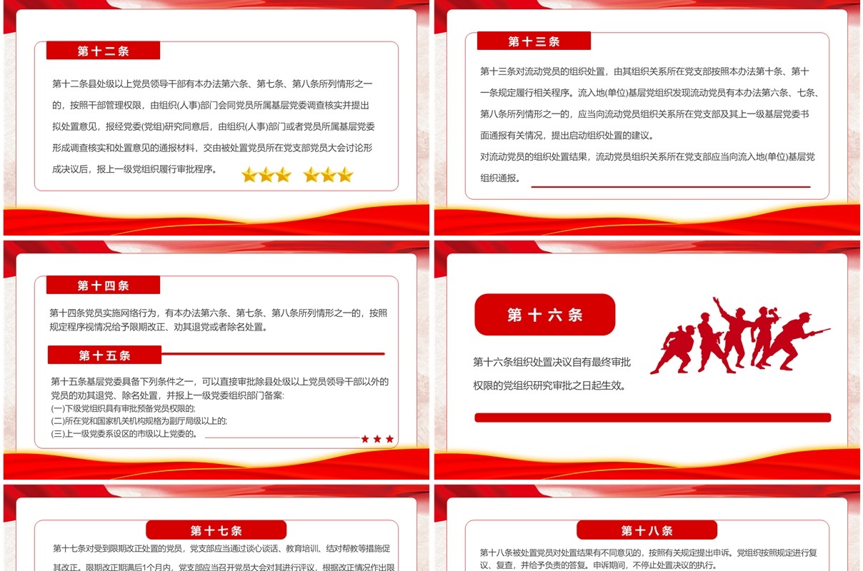 红色中国共产党不合格党员组织处置办法PPTT模板
