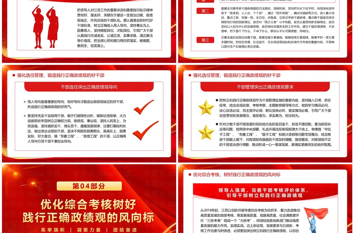 红色简约风树立和践行正确政绩观PPT模板