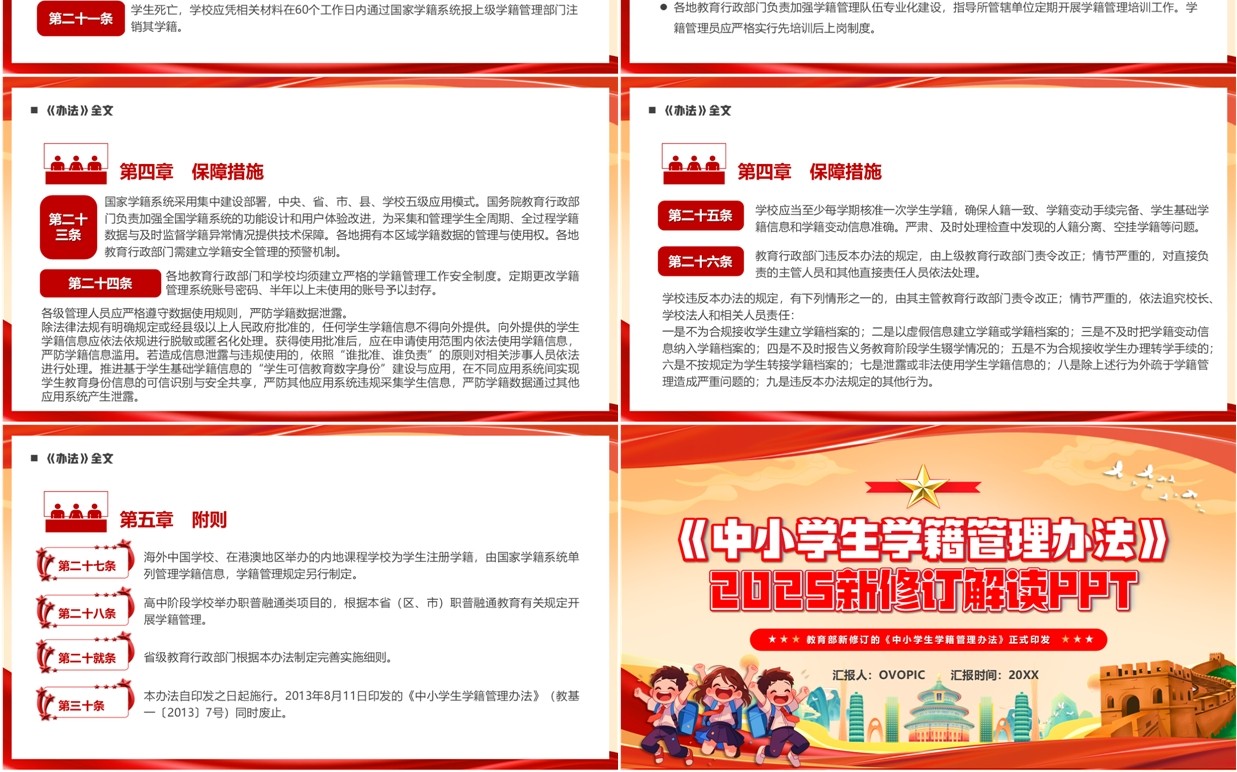 红色党政风中小学生学籍管理办法PPT模板