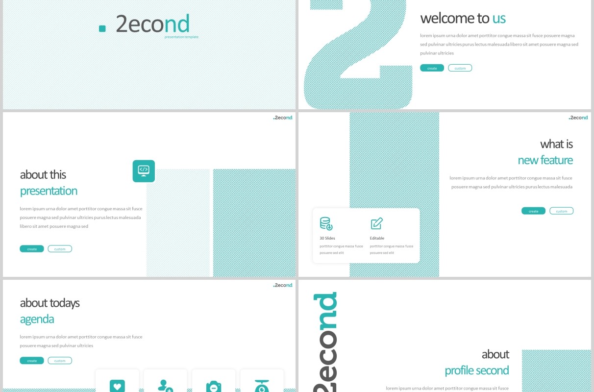 简约蓝色企业简介项目产品计划宣传PPT模板版式设计Second Powerpoint Template