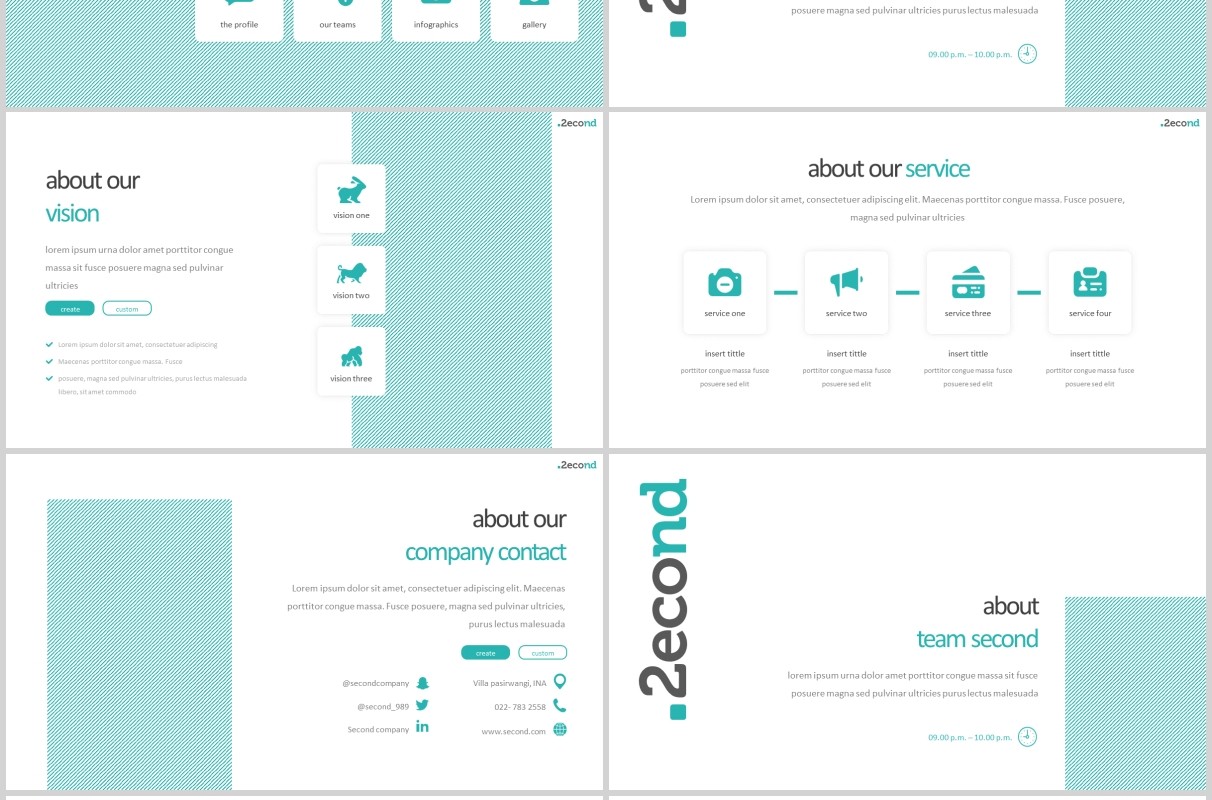 简约蓝色企业简介项目产品计划宣传PPT模板版式设计Second Powerpoint Template