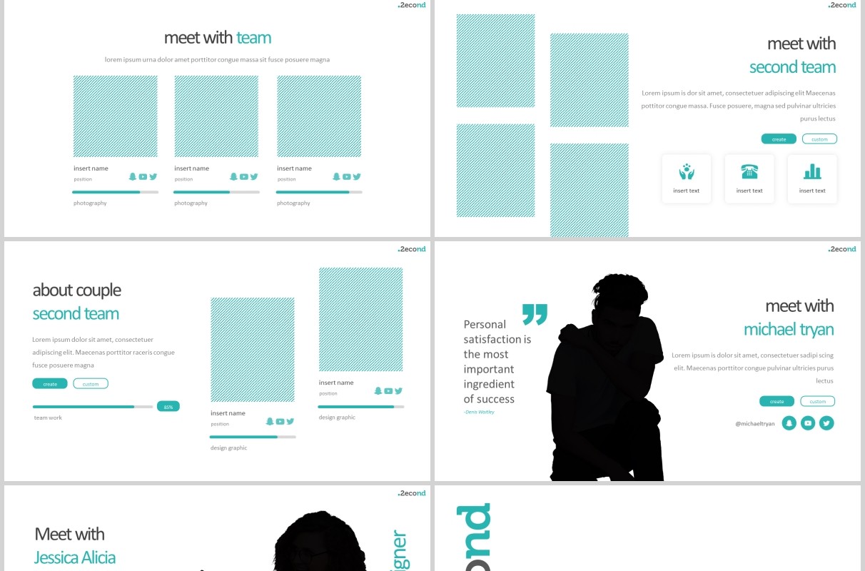 简约蓝色企业简介项目产品计划宣传PPT模板版式设计Second Powerpoint Template
