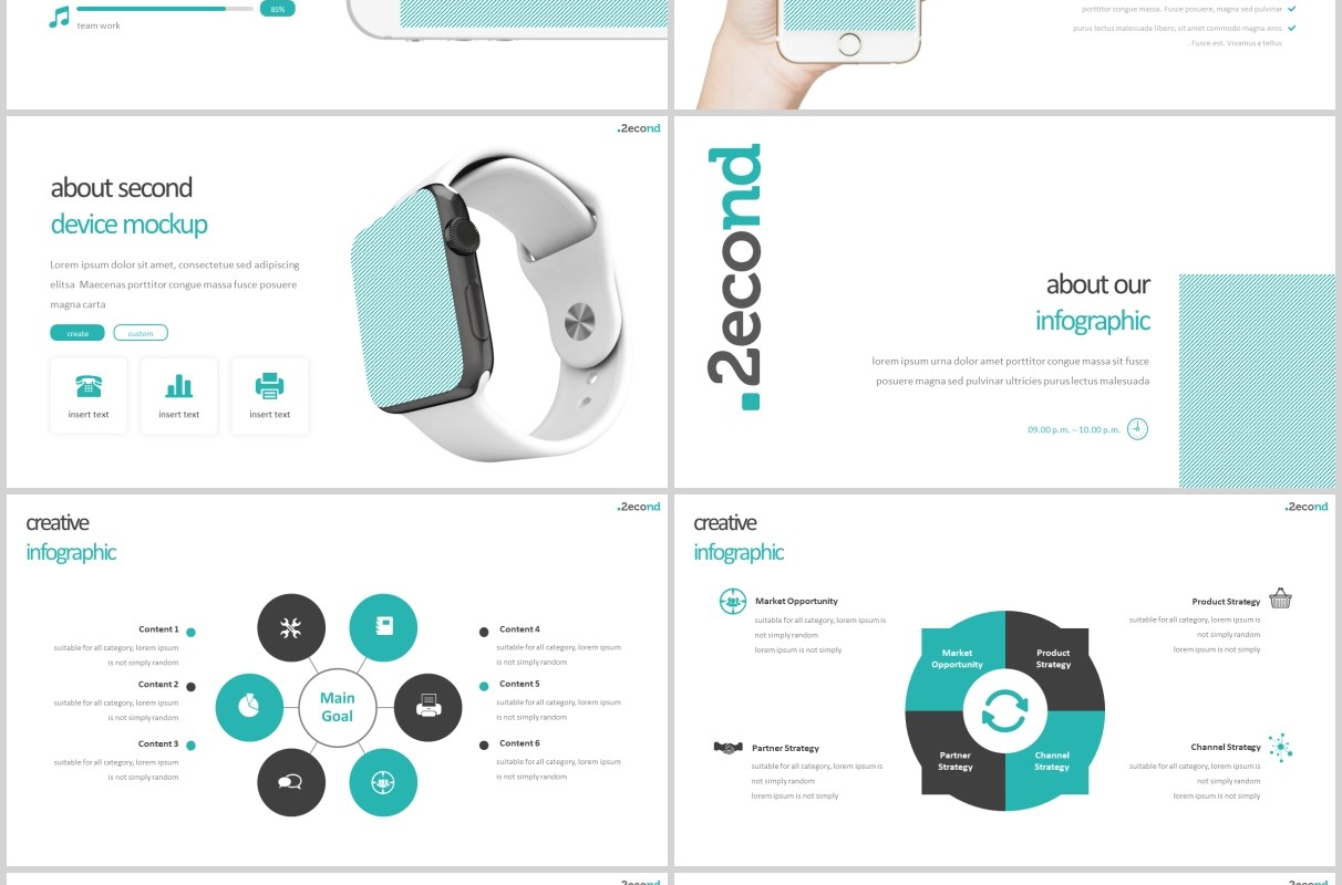简约蓝色企业简介项目产品计划宣传PPT模板版式设计Second Powerpoint Template