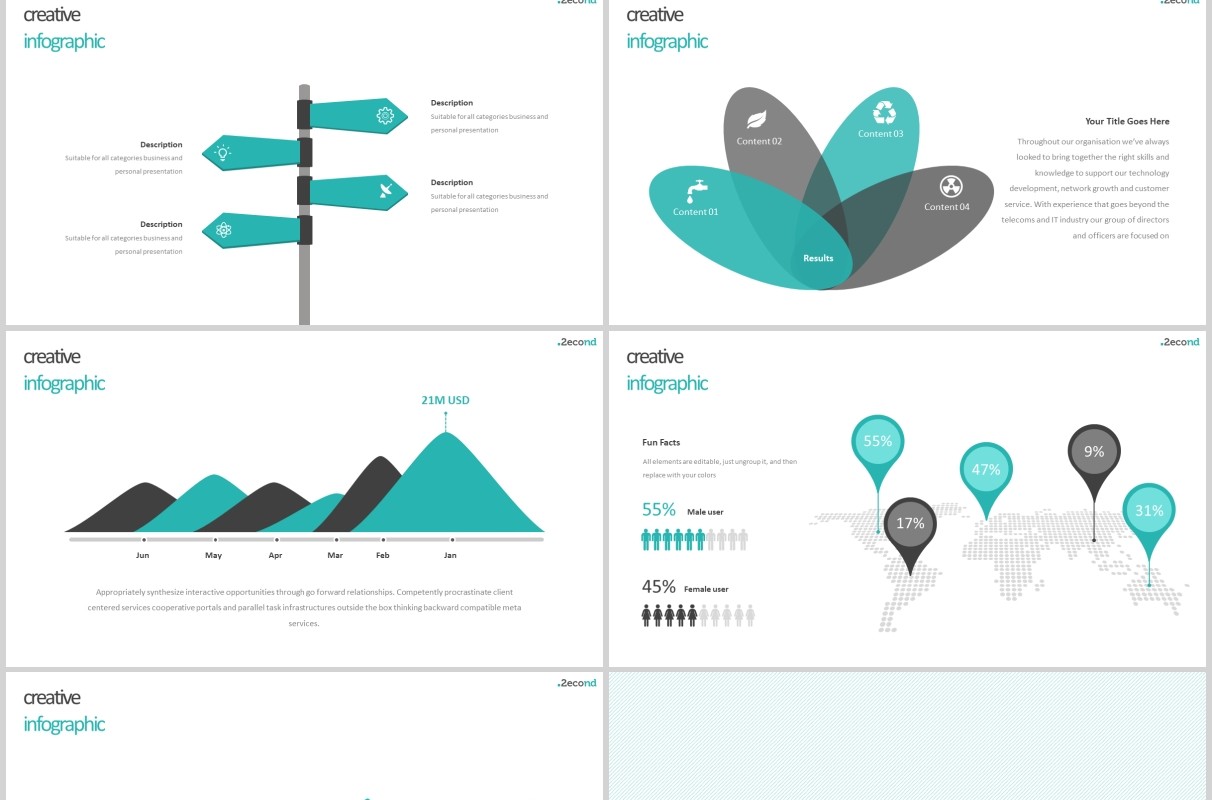 简约蓝色企业简介项目产品计划宣传PPT模板版式设计Second Powerpoint Template