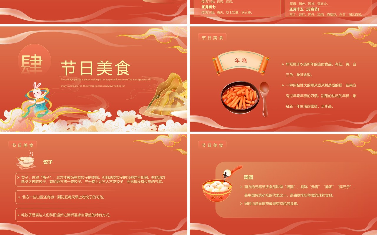 橙色国潮中国风喜迎新春春节介绍PPT模板