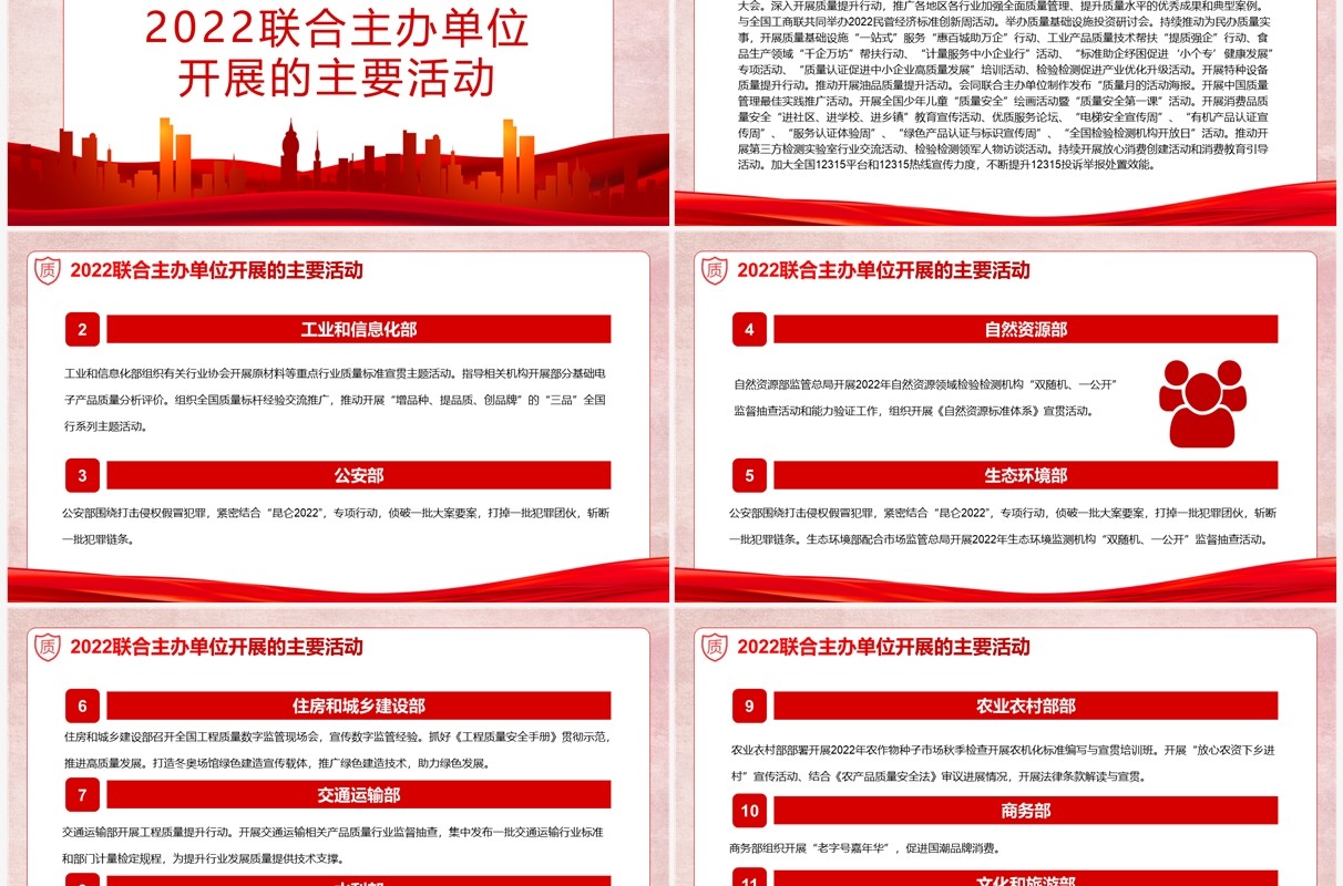 红色学习解读2022年全国质量月PPT模板