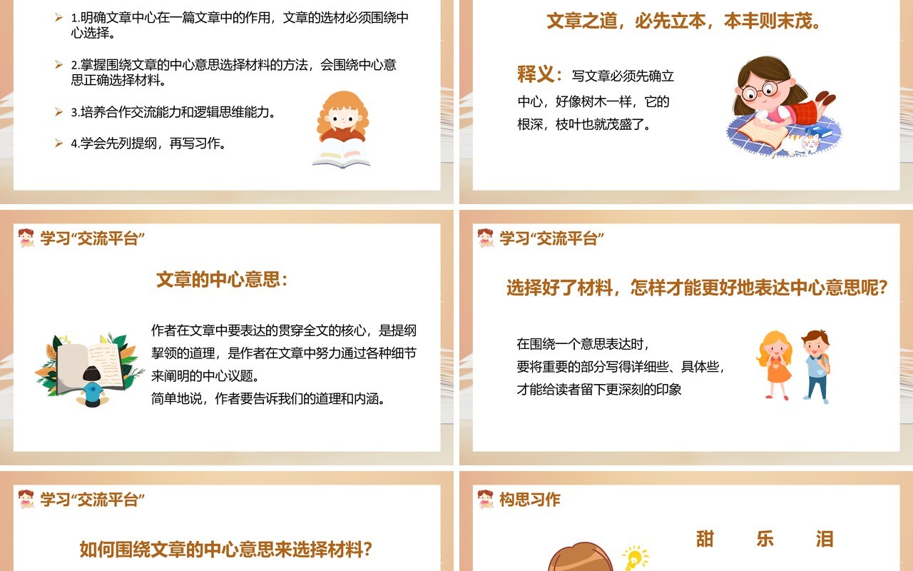部编版六年级语文上册习作围绕中心意思写课件PPT模板