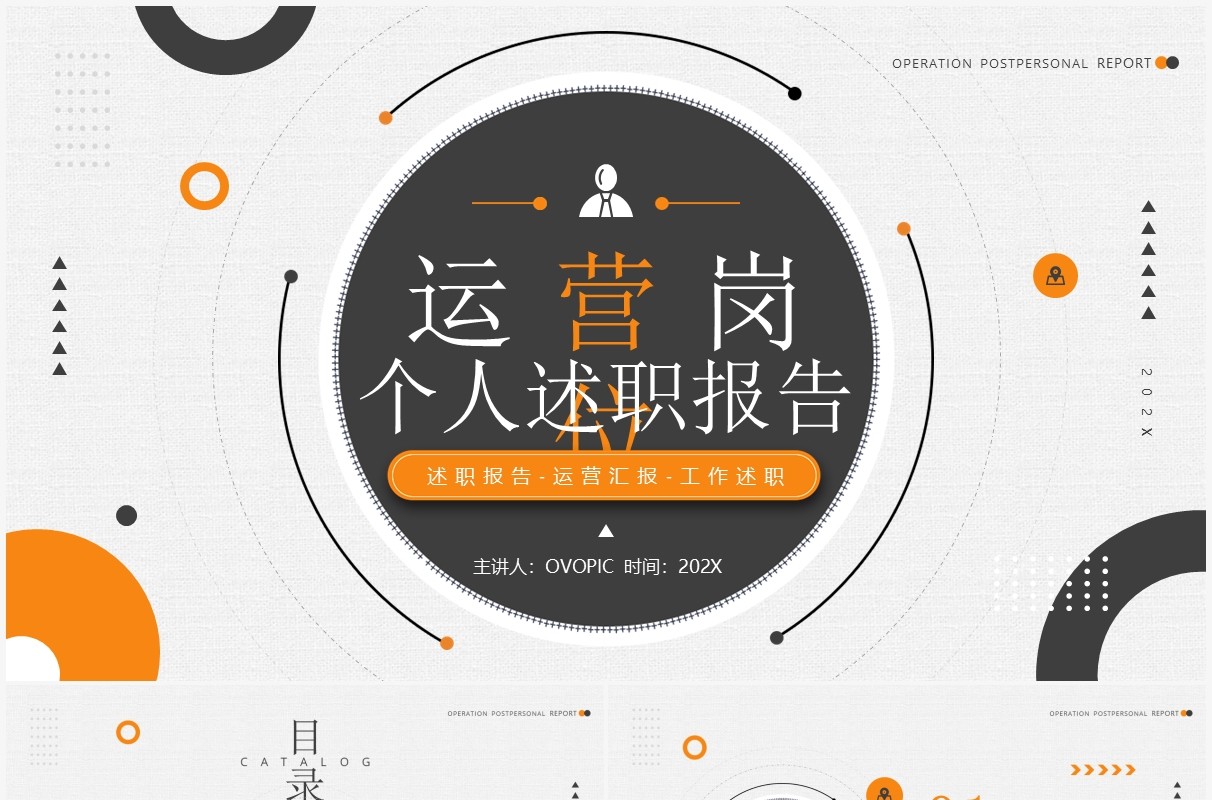 黄色简约运营岗位个人述职报告PPT通用模板