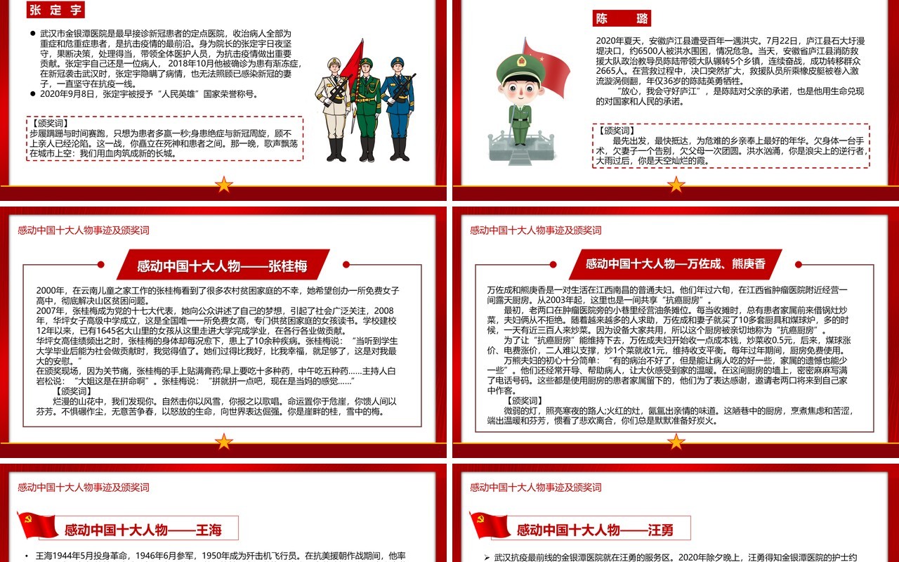 感动中国十大人物事迹及颁奖词PPT模板