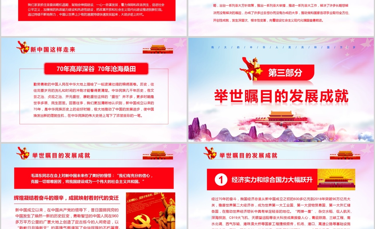 壮丽70载我和我的祖国新中国成立70周年ppt模板