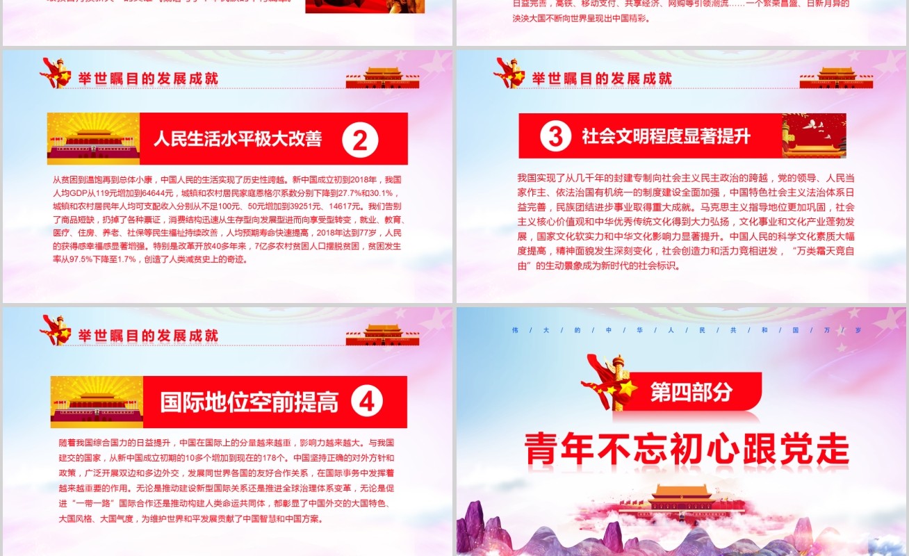 壮丽70载我和我的祖国新中国成立70周年ppt模板