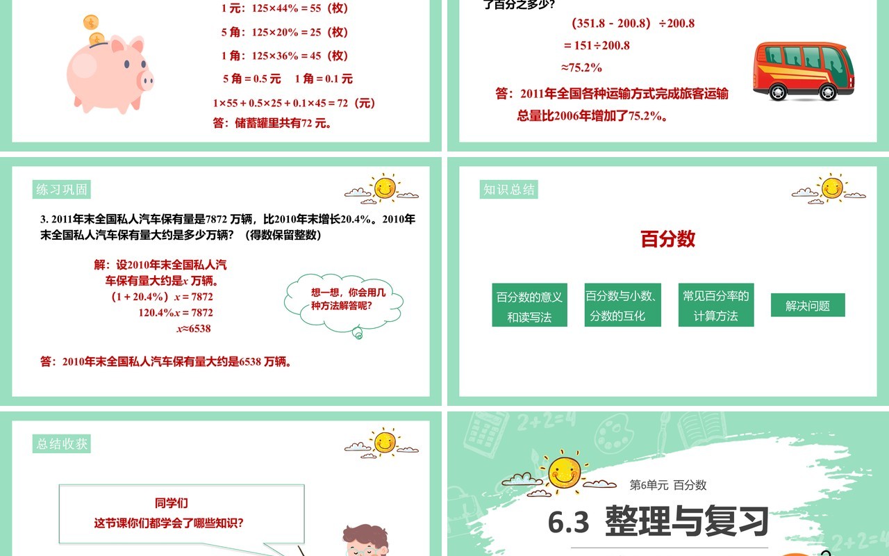 部编版六年级数学上册整理与复习课件PPT模板