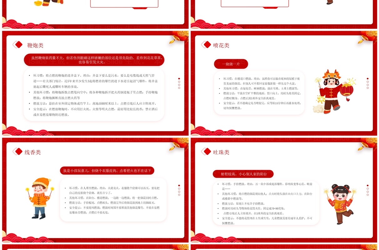红色中国风春节前安全教育PPT模板
