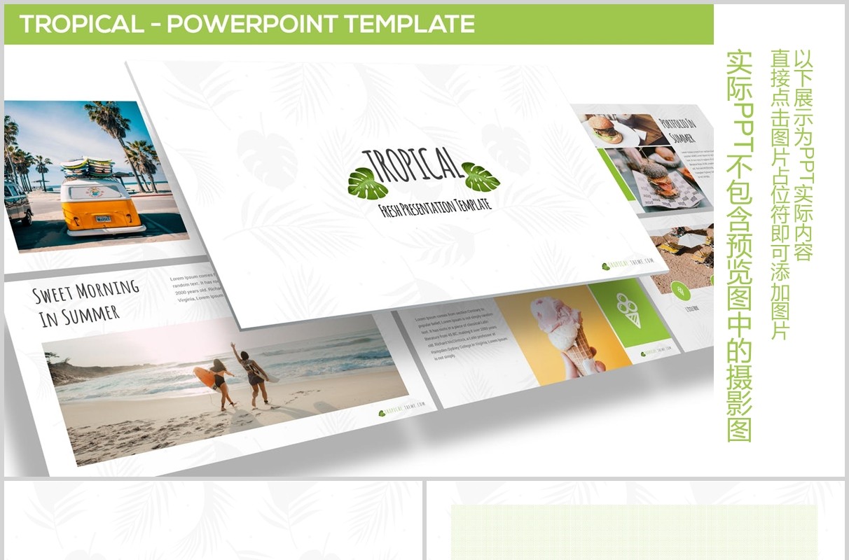 热带气候旅游策划宣传PPT模板版式信息图表Tropical - Powerpoint Template
