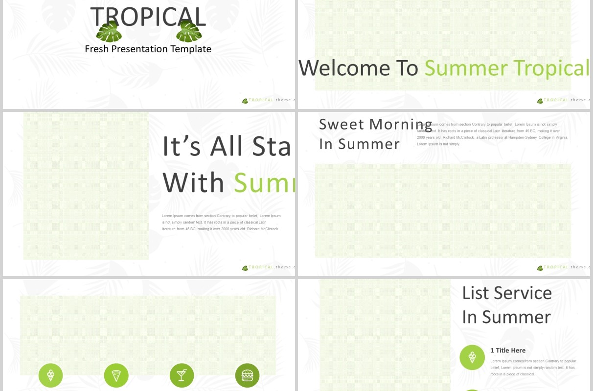 热带气候旅游策划宣传PPT模板版式信息图表Tropical - Powerpoint Template