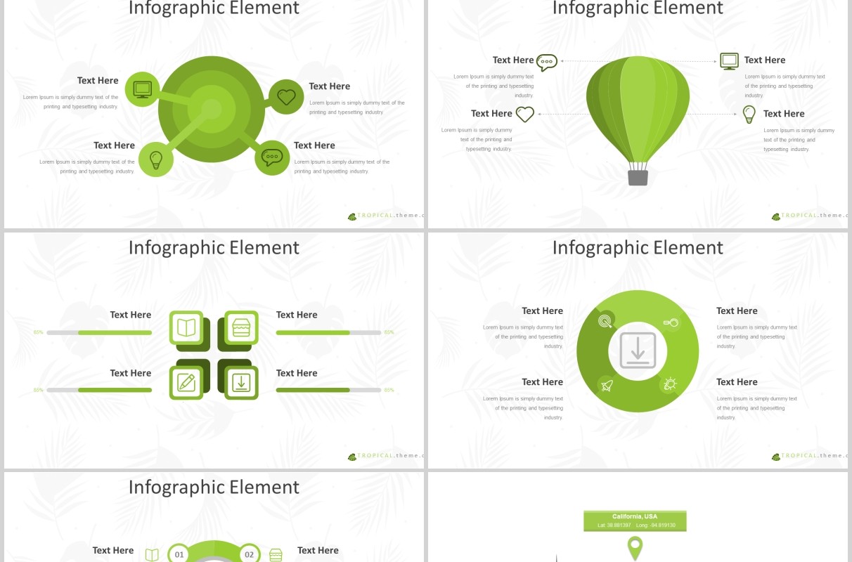 热带气候旅游策划宣传PPT模板版式信息图表Tropical - Powerpoint Template