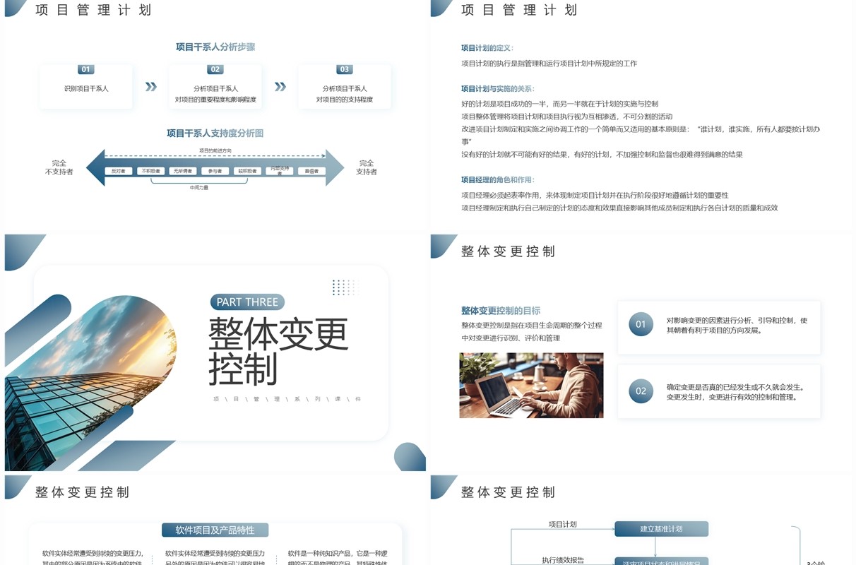 蓝色简约风项目整体管理PPT模板
