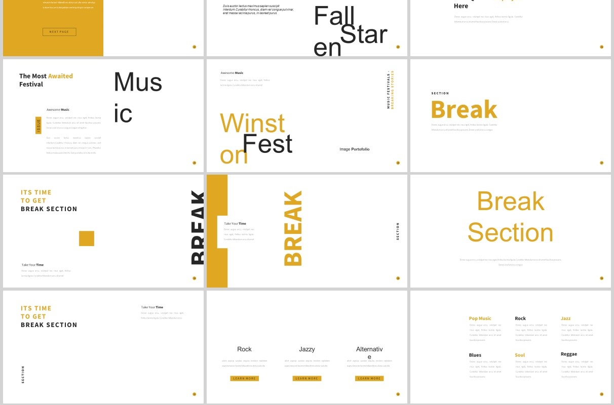 简约工作通用PPT图片版式设计模板Musika Powerpoint