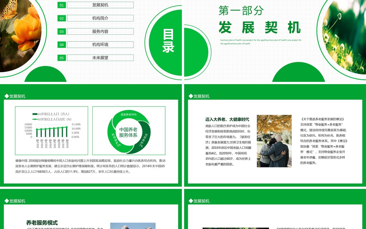 养老养生项目商业计划书动态PPT模板