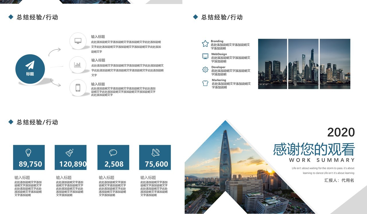 简约创意工作复盘汇报工作总结计划PPT模板
