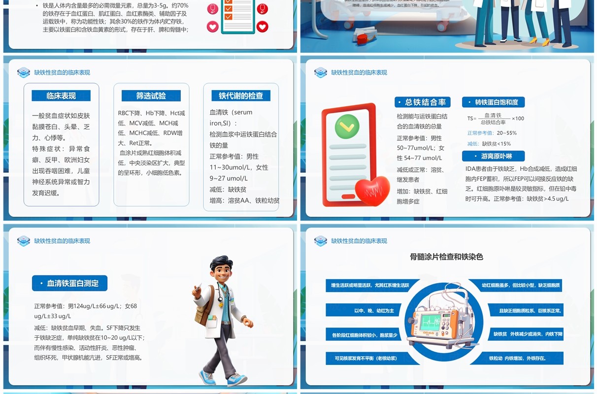 蓝色卡通风缺铁性贫血医护培训PPT模板