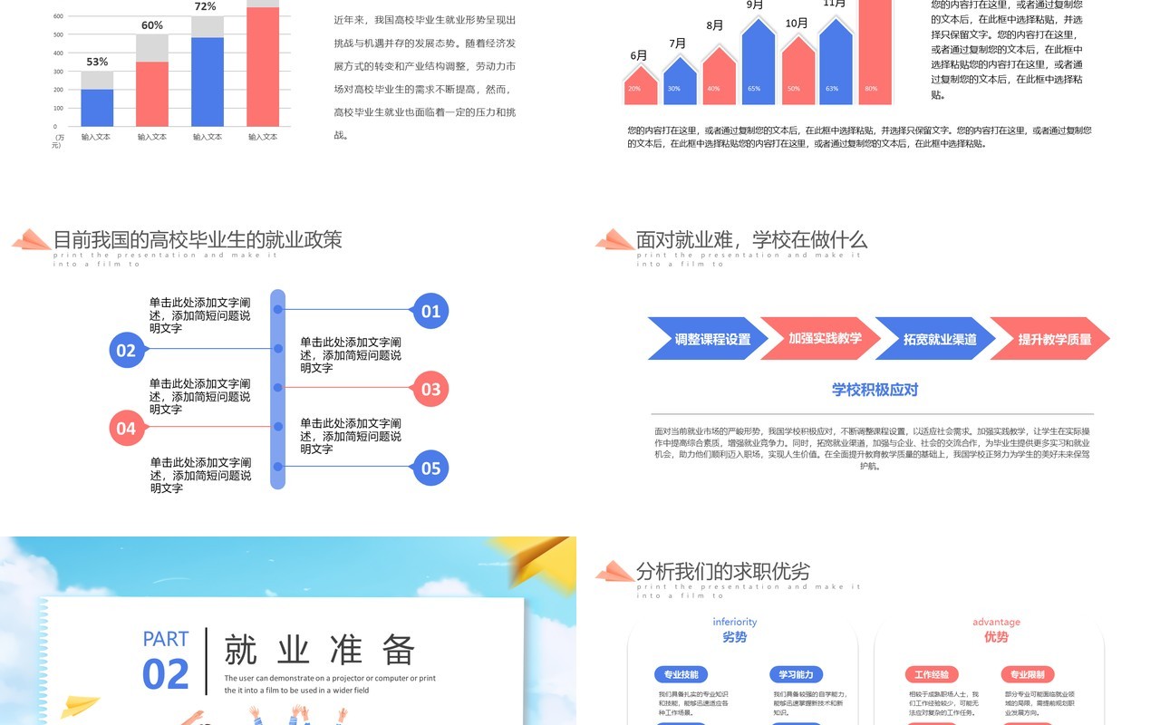 蓝色卡通风大学生就业指导指南PPT模板