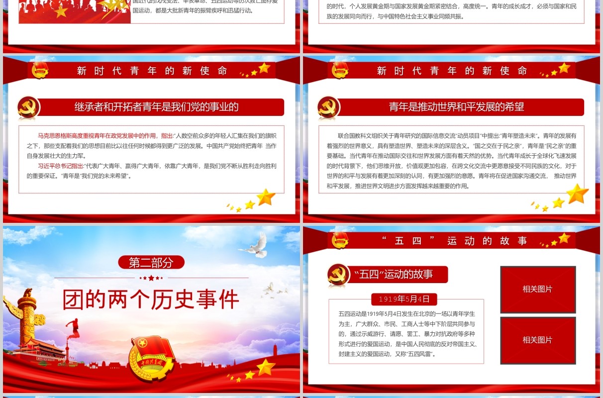弘扬五四精神争做合格团员纪念五四运动101周年五四青年节PPT党政党课模板