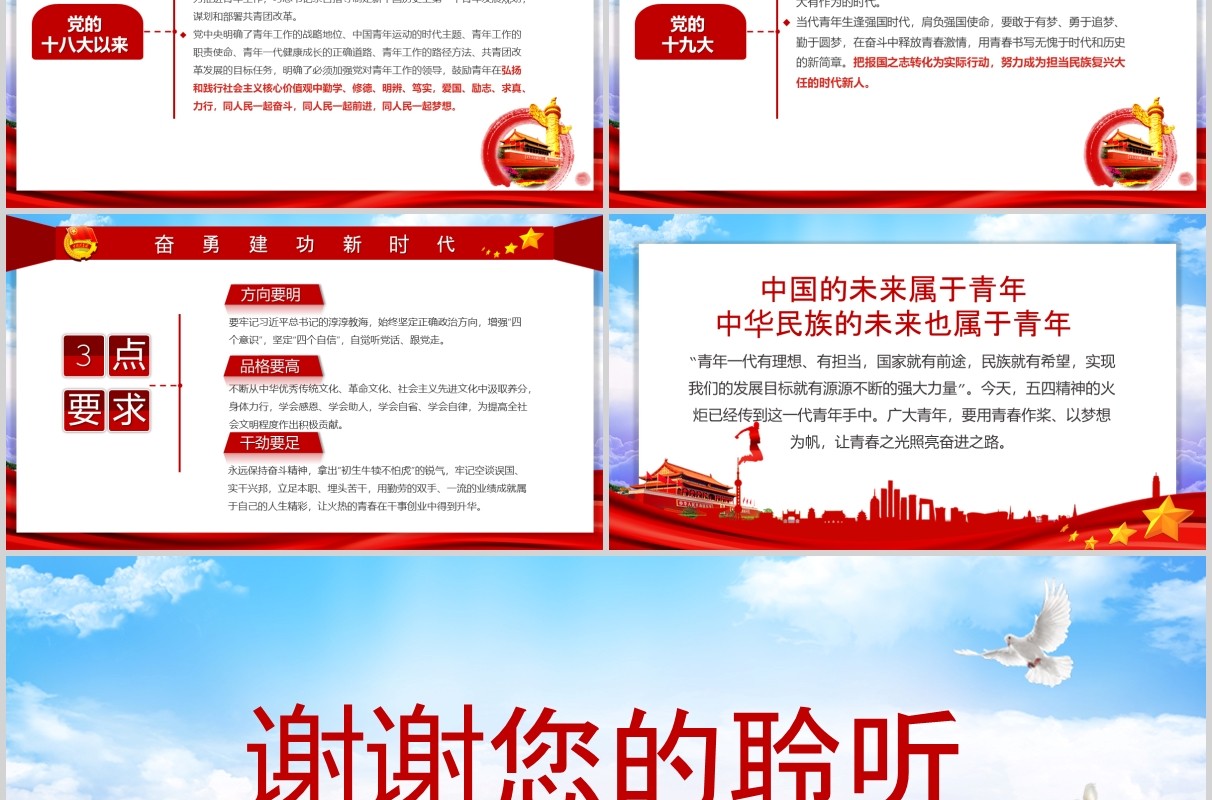 弘扬五四精神争做合格团员纪念五四运动101周年五四青年节PPT党政党课模板