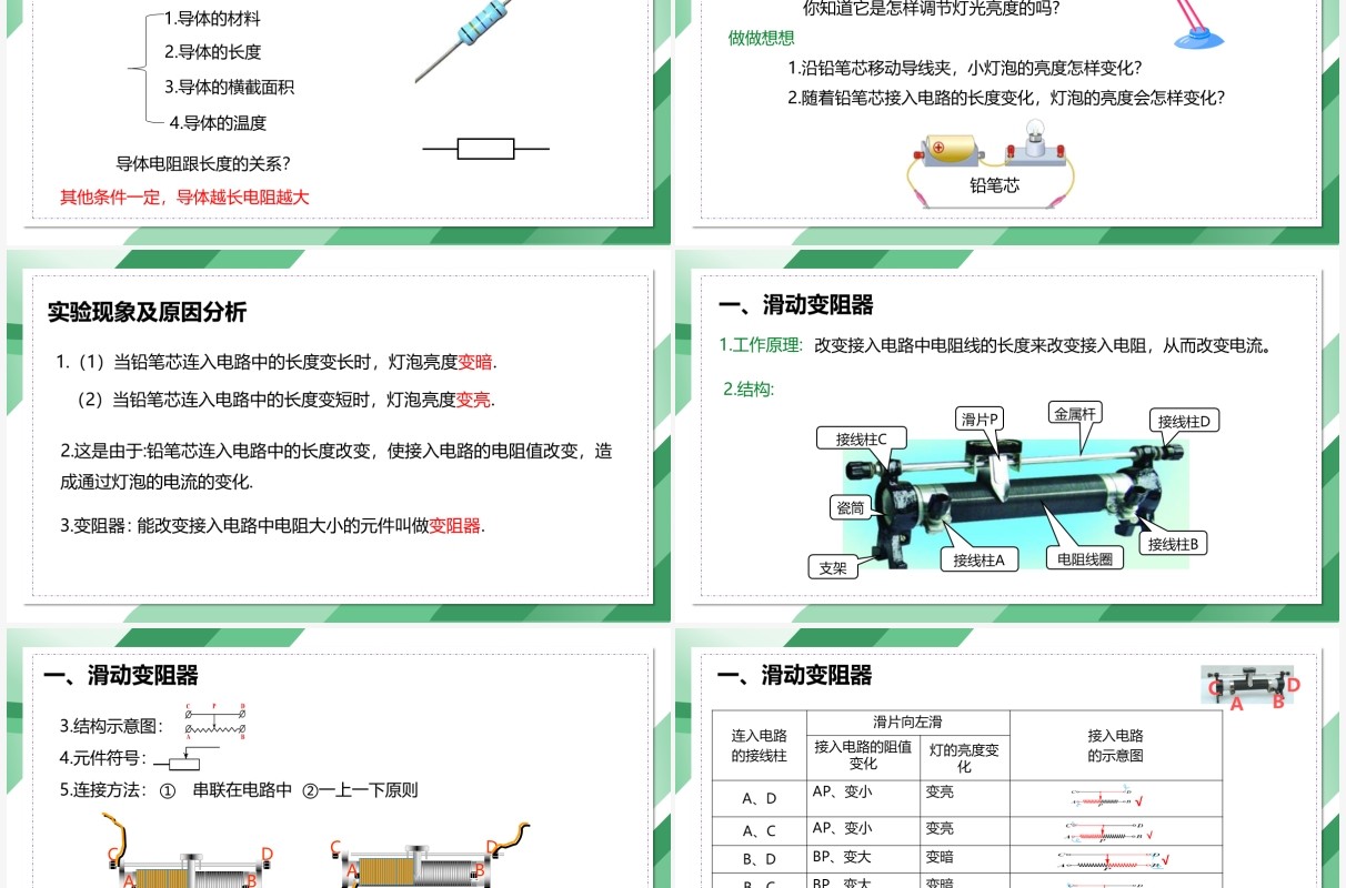 部编版九年级物理全册变阻器课件PPT模板