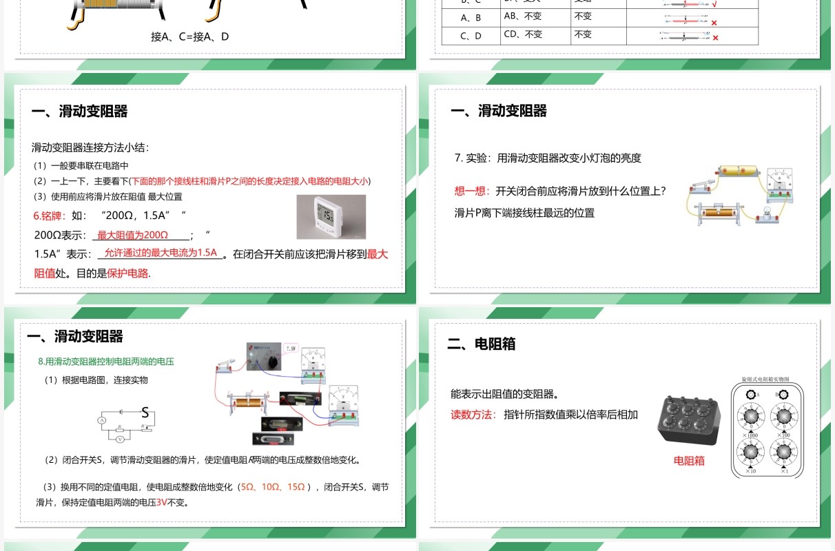 部编版九年级物理全册变阻器课件PPT模板