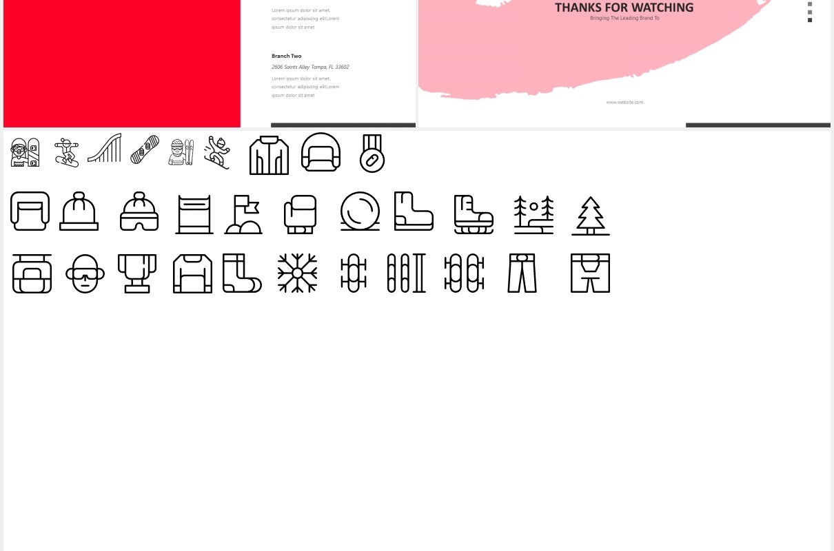 滑雪板产品介绍PPT图片排版设计模板Snowboard Powerpoint Template