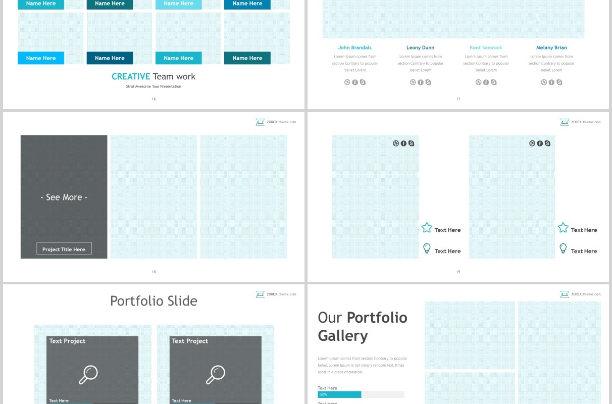 蓝色公司团队展示介绍PPT模板版式设计zorex powerpoint template