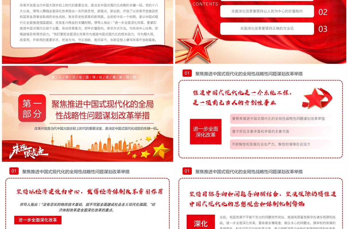 红色党政风紧扣推进中国式现代化主题PPT模板