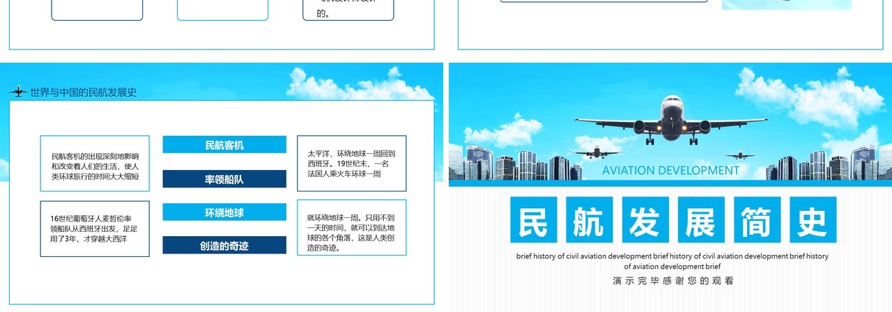 民航发展简史动态PPT模板
