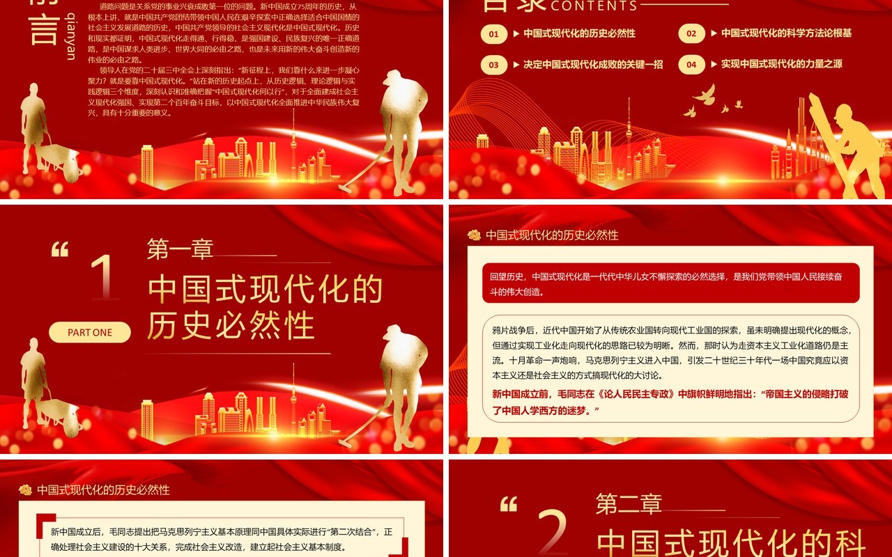 红色简约从75年看中国式现代化何以行PPT模板