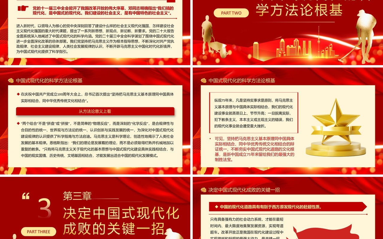 红色简约从75年看中国式现代化何以行PPT模板