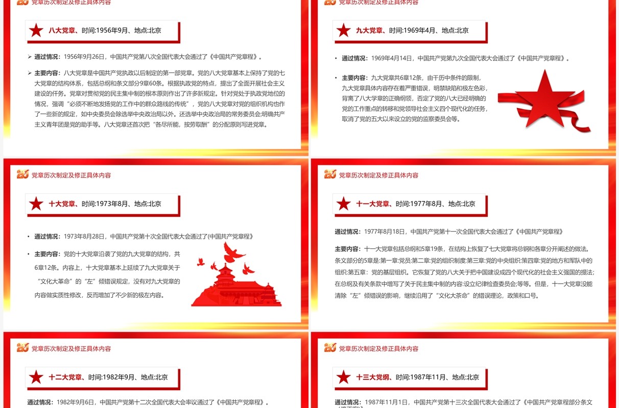 红金党政风中国共产党章程专题党课PPT模板