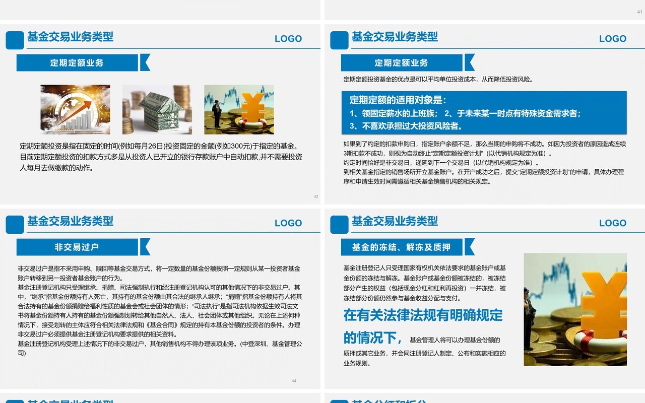 蓝色简约基金基础知识讲解培训PPT模板